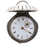 Interesting Continental white metal verge hunter pocket watch, the gilt fusee movement with