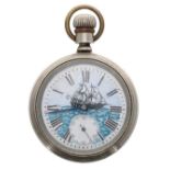 Buren nickel cased lever pocket watch, signed 7 jewel movement with compensated balance and