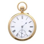 Army & Navy Cooperative Society Ltd. 18ct lever pocket watch, London 1882, signed three quarter