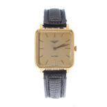 Longines 18ct square cased automatic gentleman's wristwatch, ref. 7321, circa 1961, square champagne