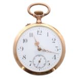 Continental 14ct lever pocket watch, the gilt frosted movement marked Prot, no. 978738 with
