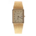 Avia Quartz 18ct rectangular gentleman's bracelet watch, rectangular champagne dial with baton