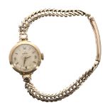 Omega 9ct lady's bracelet watch, Birmingham 1959, serial no. 17060593, circular silvered dial with