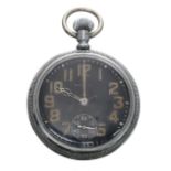 Waltham WWII Military nickel cased lever pocket watch, circa 1943, signed 16s 9 jewel adjusted