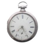 Silver fusee detached lever pair cased pocket watch, Chester 1802, the movement signed Geo,