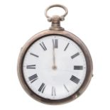 George IV silver fusee verge pair cased pocket watch, Birmingham 1828, the movement signed Jones,