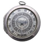 English 18th century silver verge pair cased pocket watch, the fusee movement signed Geo Wood,