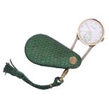 International Watch Co. (IWC) 14k shagreen cased folding fob watch, circa 1940s, serial no. 102xxxx,