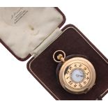 Swiss 9ct half hunter pocket watch, London 1924, unsigned lever movement, white dial with Arabic