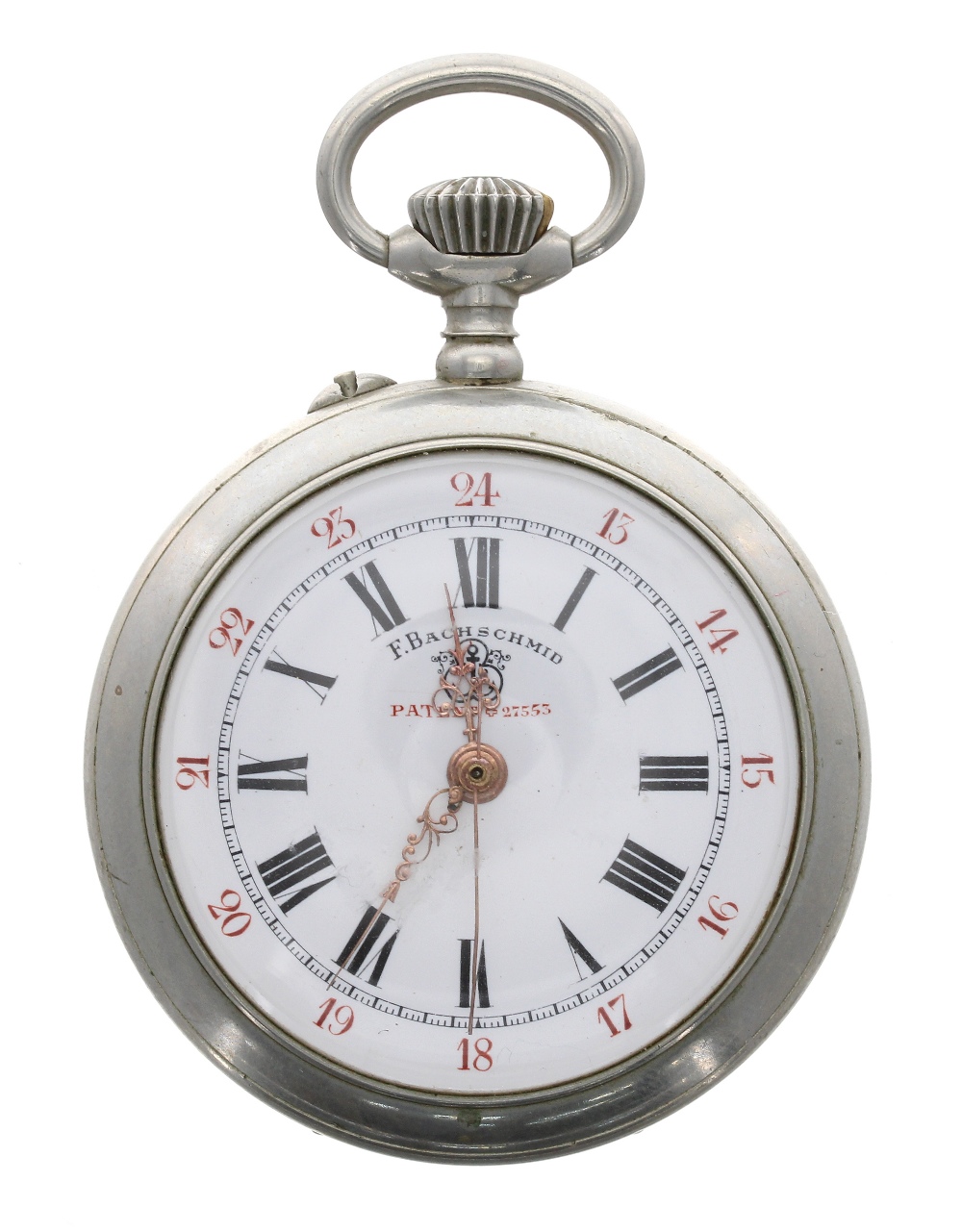 F. Bachschmid Patent centre second nickel cased lever pocket watch, signed gilt frosted movement