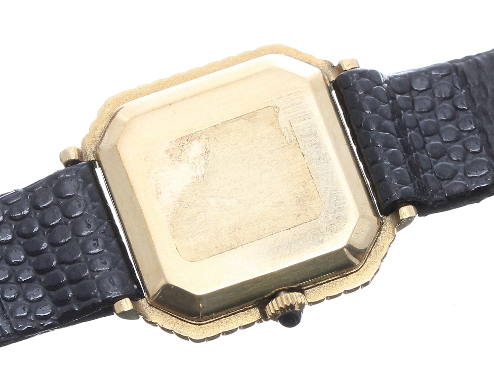 Longines 9ct octagonal cased lady's wristwatch, circa 1980s, lapis lazuli dial with single diamond - Image 3 of 4