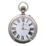 Russell's 'Machine Made Keyless Lever' silver pocket watch, Chester 1880, the movement inscribed '