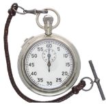 British Military nickel cased lever pocket stopwatch, unsigned movement, the dial with Arabic five