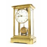 Good French electric four glass mantel clock, the 5" white dial signed L. Bardon, Bte.S.G.D.G., with
