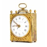 Antoine Colieau, Paris: Louis XVI gilt-brass travelling timepiece, the square case surmounted by a