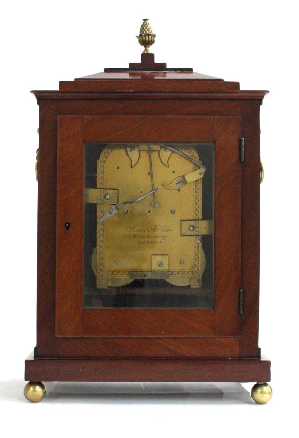 Good English mahogany double fusee bracket clock, the 8" convex white dial and movement back plate - Image 2 of 7