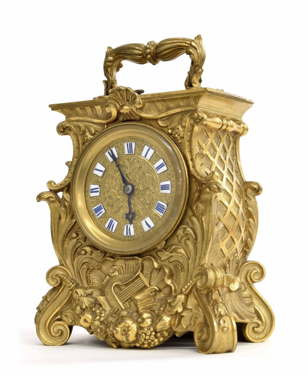 Paul Garnier, no. 895, rare Louis Philippe Ormolu Grande Sonnerie Pendule Portative with chaff