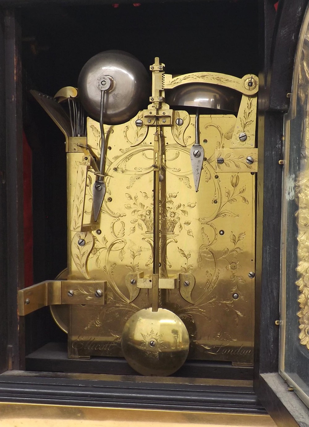 Ellicott, fine early George III ebonised chiming bracket clock, circa 1770, the 6.5" enamel dial - Image 2 of 2