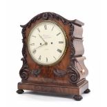 Good English flame mahogany double fusee bracket clock, the 8" white dial signed Frodsham,