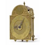 Good Alarm lantern clock, made for the Turkish market, the 5" arched dial with a raised chapter