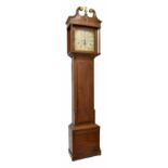 Oak eight day longcase clock, the 13.5" square brass dial signed Higginson, Chester on the foliate