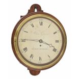 Good mahogany single fusee verge 12" wall dial clock, the silvered dial signed William Grayson,