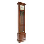 Silent Electric master clock in mahogany 71" high case, with 9" square silvered Roman numeral dial