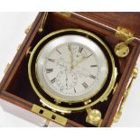 Small two day marine chronometer, the 3.25" silvered dial signed Brockbank & Atkins, London, no.