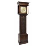 Oak thirty hour longcase clock, the 11" square brass dial signed Richard Boyfield to the foliate