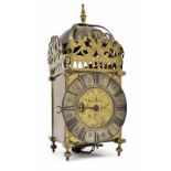 English brass verge hook and spike lantern clock, the 6.25" silvered chapter ring signed Samuel