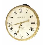 Rare open face mahogany single fusee 16" wall dial clock signed James Webb, Frome, within a turned