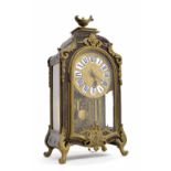 Small quarter repeating boulle mantel timepiece, French, circa 1715, with 5.75" twelve-piece