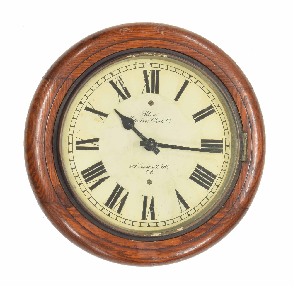 Silent Electric master clock in mahogany 71" high case, with 9" square silvered Roman numeral dial - Image 2 of 4