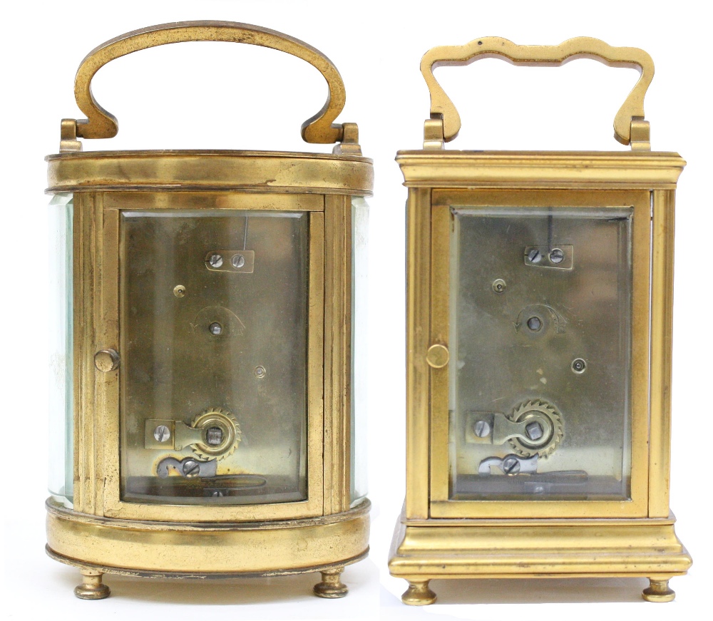French oval carriage clock timepiece, within a brass case, 6.25" high; also another French - Image 3 of 3