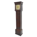 Early oak cottage thirty hour grandfather clock, the 11" square brass dial signed William North,