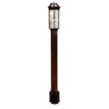 Fine Scottish mahogany bow front stick barometer, the silvered scale signed Zerbonie,
