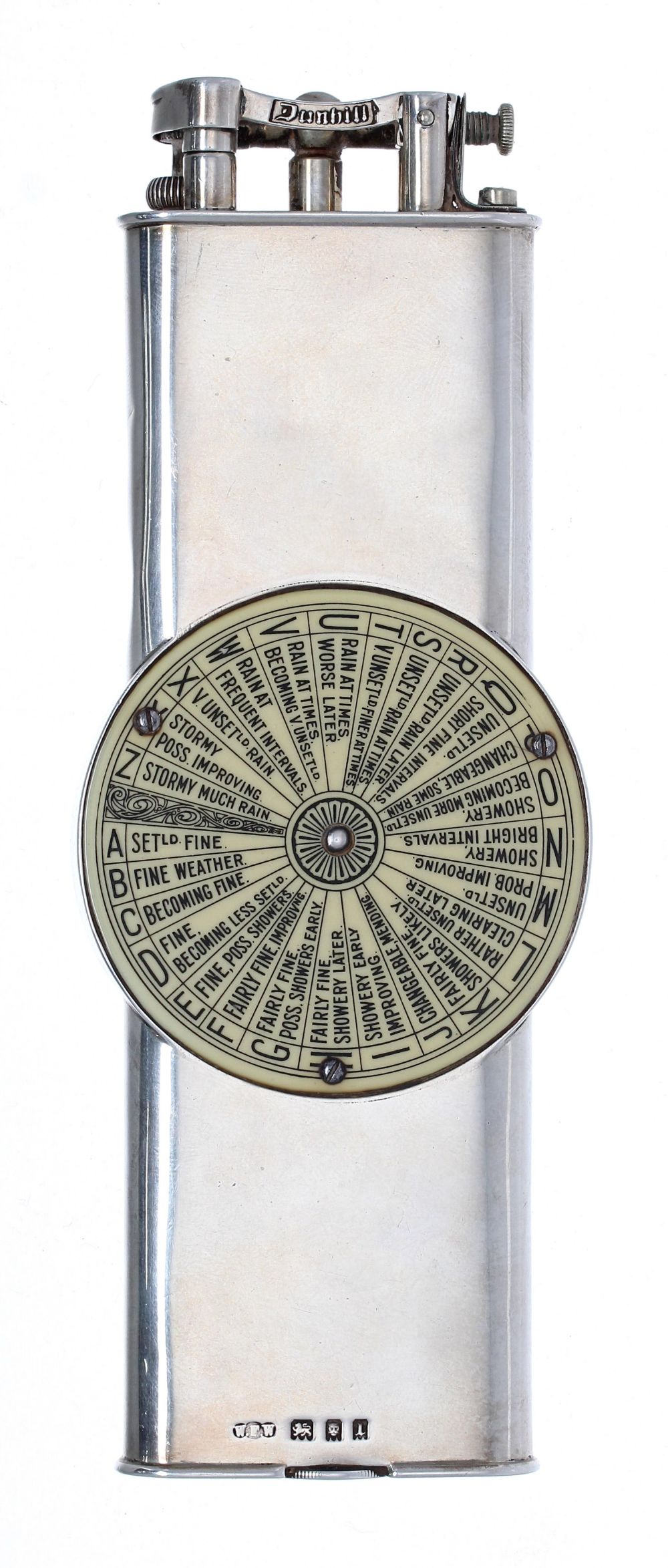 Extremely rare silver cased Dunhill lighter with barometer (2" diameter), the case hallmarked for - Image 2 of 8