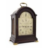 George III mahogany bracket clock signed Bittleston, London, the 6.75" arched silvered dial with