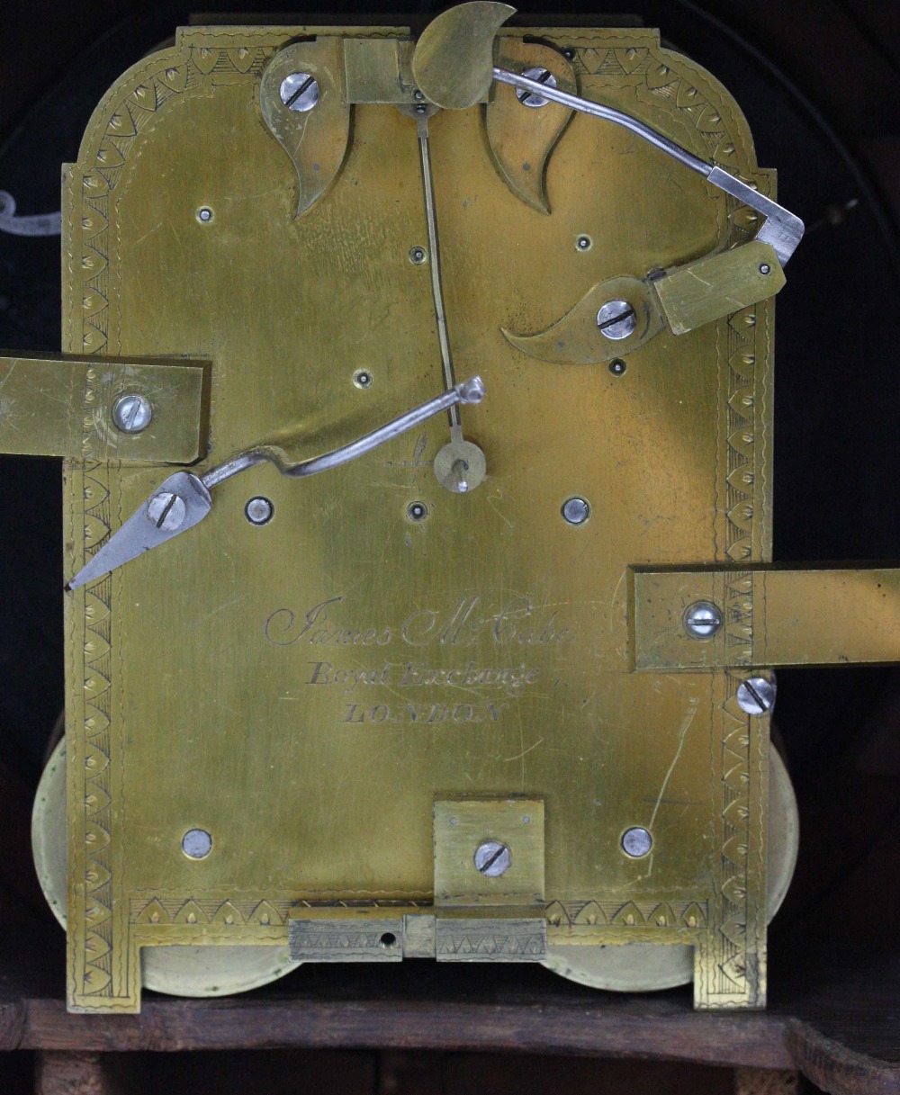 Good English mahogany double fusee bracket clock, the 8" convex white dial and movement back plate - Image 4 of 7