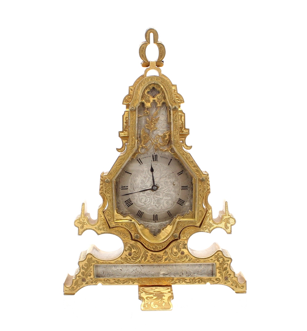 Fine engraved gilt and silvered desk timepiece, Edward Winter Robins, no. 2878, London, circa - Image 2 of 4