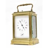 Grande Sonnerie carriage clock with alarm, the movement striking with two hammers on a bell,