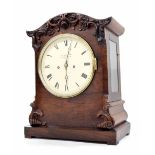 English rosewood double fusee mantel clock, the 7.5" white dial signed G.E. Frodsham, Grace Church