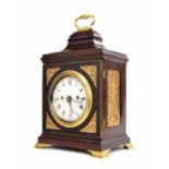 Good small mahogany table clock, Thomas Wagstaffe, London, circa 1785, with 4.5" enamel dial, the