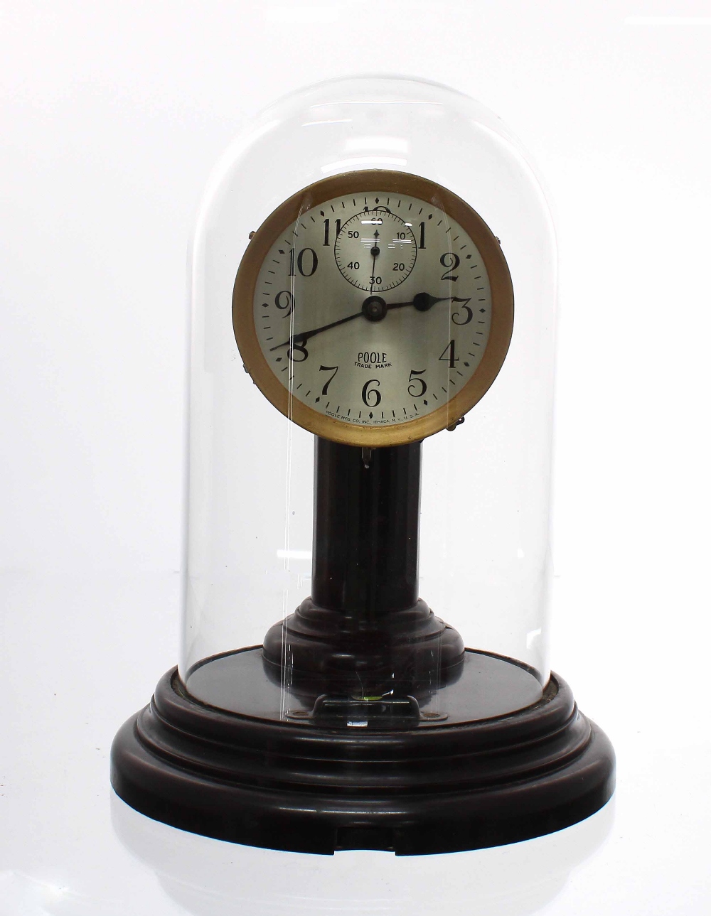 Early Poole Electric Clock Co. electric mantel clock, circa 1928, on round "Morsite" Bakelite base - Image 2 of 3