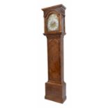 Walnut eight day longcase clock with five pillar movement, the 12" brass arched dial signed Smith,