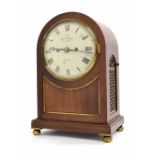 Mahogany double fusee bracket clock, the 7" convex white dial signed Goldsmith Company, 112 Regent