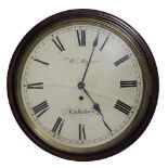 Mahogany single fusee 12" wall dial clock signed W. Mayor, Cheltenham, within a turned surround (