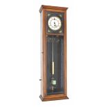 Wall mounted amateur built Hipp toggle master clock, the 5" white dial within a glazed mahogany