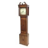 Oak thirty hour longcase clock, the 12" square painted dial signed Samuel Shortman, Newnham to the