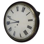 Mahogany single fusee 12" convex wall dial clock, within a turned surround (no pendulum)